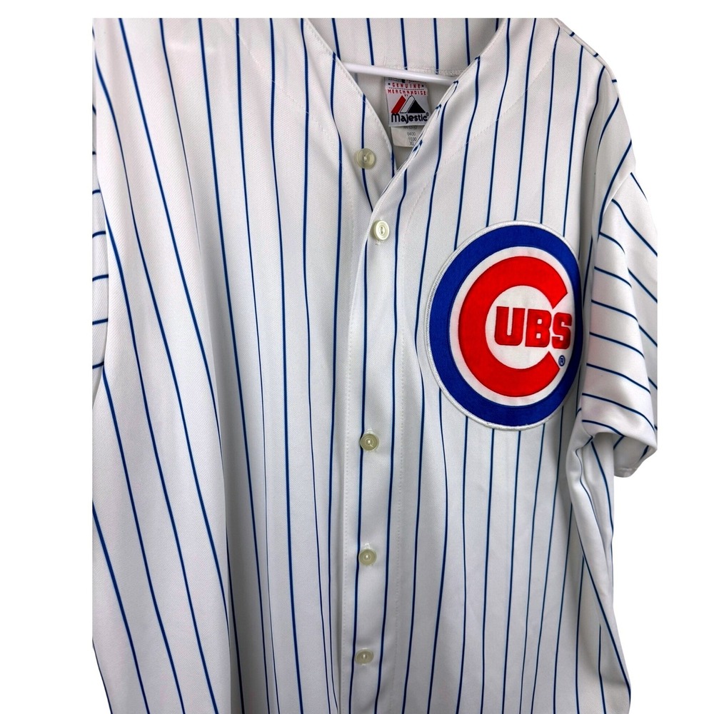Majestic Mens Chicago Cubs MLB Baseball Jersey White Blue Pinstripe XL 6400 - Picture 2 of 8